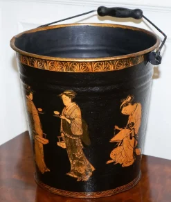 Traditioneller Vintage Decoupage Eiskübel aus Metall mit orientalischen Verzierungen