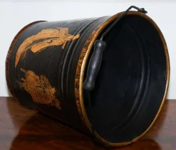 Traditioneller Vintage Decoupage Eiskübel aus Metall mit orientalischen Verzierungen