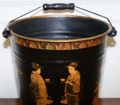 Traditioneller Vintage Decoupage Eiskübel aus Metall mit orientalischen Verzierungen