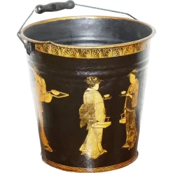 Traditioneller Vintage Decoupage Eiskübel aus Metall mit orientalischen Verzierungen