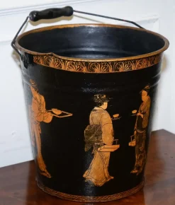 Traditioneller Vintage Decoupage Eiskübel aus Metall mit orientalischen Verzierungen