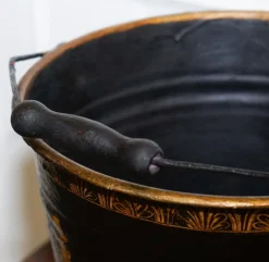 Traditioneller Vintage Decoupage Eiskübel aus Metall mit orientalischen Verzierungen