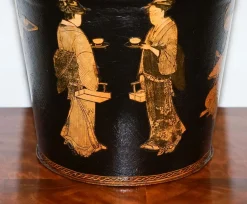 Traditioneller Vintage Decoupage Eiskübel aus Metall mit orientalischen Verzierungen