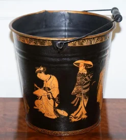 Traditioneller Vintage Decoupage Eiskübel aus Metall mit orientalischen Verzierungen