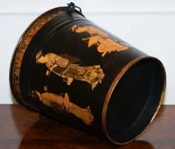 Traditioneller Vintage Decoupage Eiskübel aus Metall mit orientalischen Verzierungen