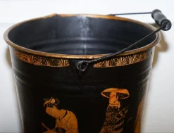Traditioneller Vintage Decoupage Eiskübel aus Metall mit orientalischen Verzierungen