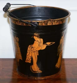 Traditioneller Vintage Decoupage Eiskübel aus Metall mit orientalischen Verzierungen