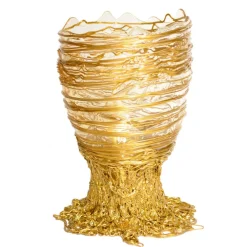Transparente & goldene Spaghetti Vase von Gaetano Pesce für Fish Design