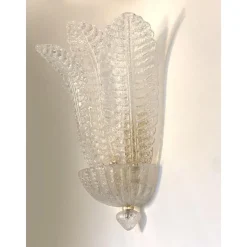 Transparente Graniglia Leaf Murano Glas Wandleuchten von Simoeng, 2er Set