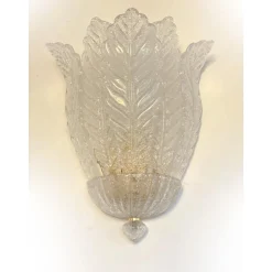 Transparente Graniglia Leaf Murano Glas Wandleuchten von Simoeng, 2er Set