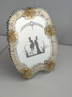 Transparenter Bilderrahmen aus goldenem Muranoglas von Simoeng
