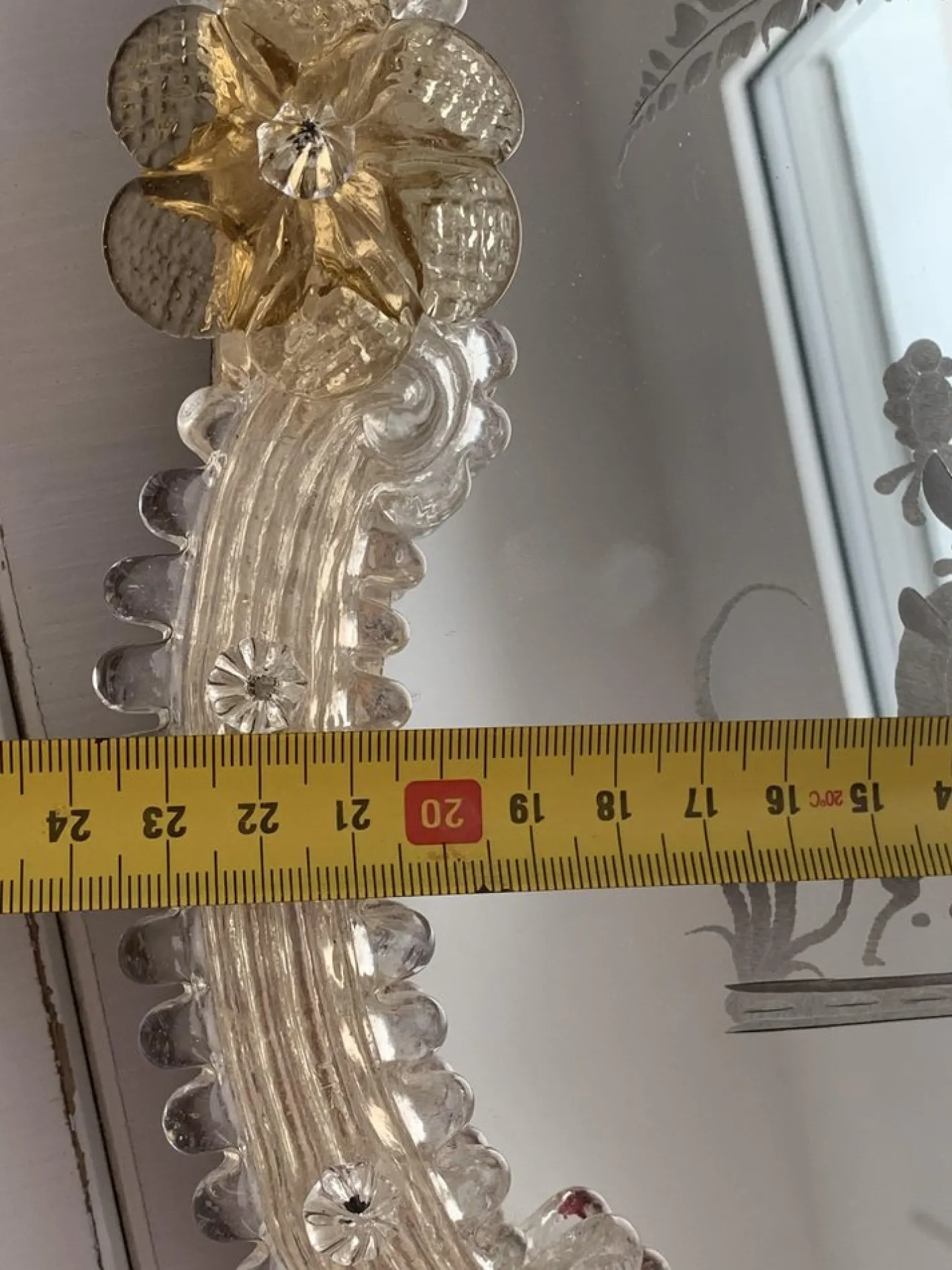 Transparenter Bilderrahmen aus goldenem Muranoglas von Simoeng