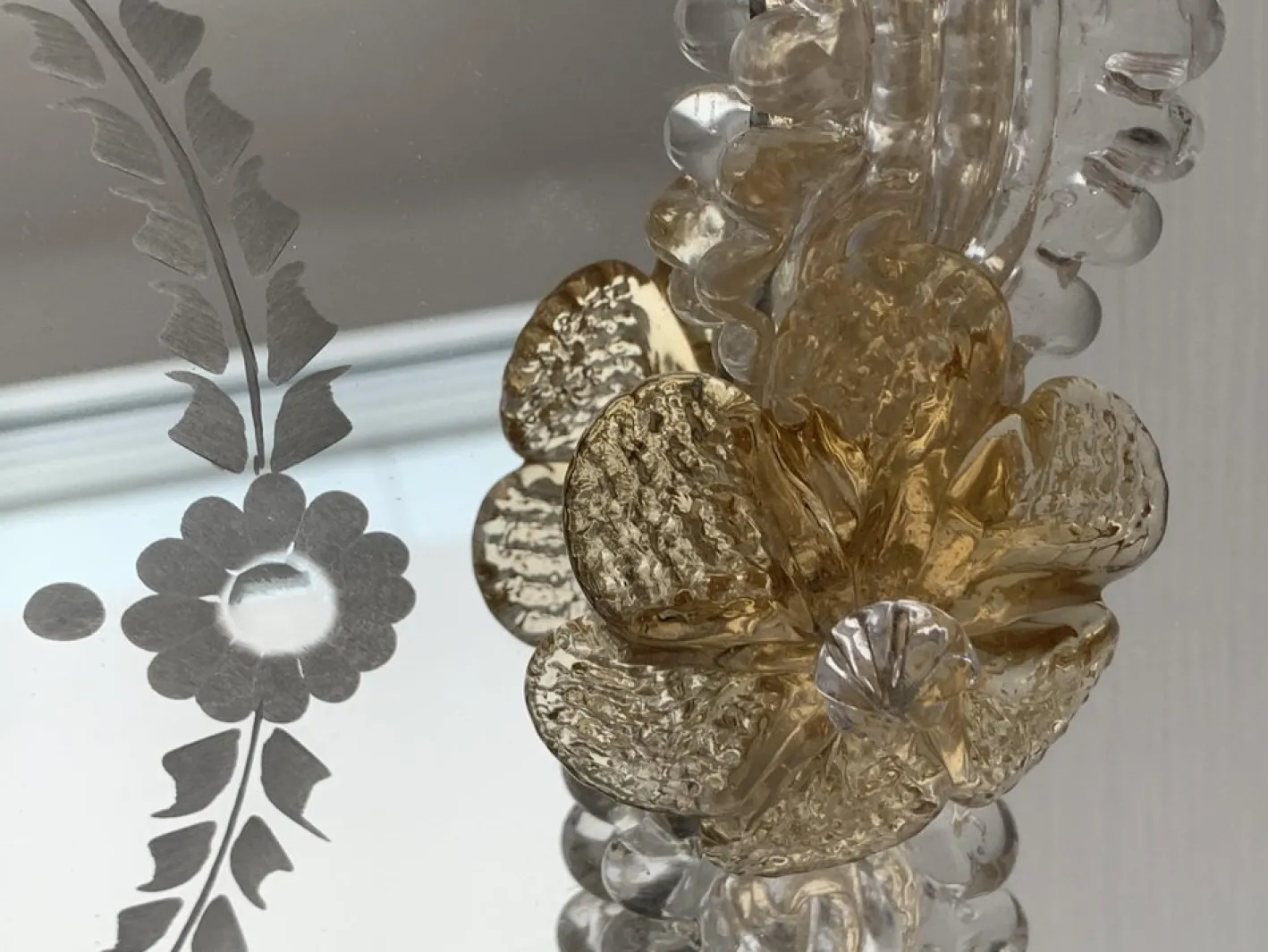 Transparenter Bilderrahmen aus goldenem Muranoglas von Simoeng