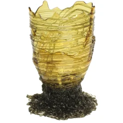 Transparente Spaghetti Vase in Gelb & Grau von Gaetano Pesce für Fish Design