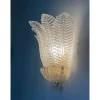 Transparente venezianische Graniglia Blätter Murano Glas Wandlampen von Simoeng, 2er Set