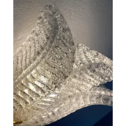 Transparente venezianische Graniglia Blätter Murano Glas Wandlampen von Simoeng, 2er Set