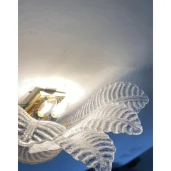 Transparente venezianische Graniglia Blätter Murano Glas Wandlampen von Simoeng, 2er Set