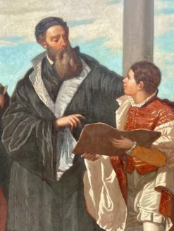 Treffen von Tizian und Veronese auf der Ponte Della Paglia, 1800er, Öl auf Leinwand