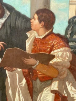 Treffen von Tizian und Veronese auf der Ponte Della Paglia, 1800er, Öl auf Leinwand