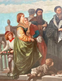 Treffen von Tizian und Veronese auf der Ponte Della Paglia, 1800er, Öl auf Leinwand