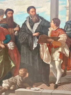 Treffen von Tizian und Veronese auf der Ponte Della Paglia, 1800er, Öl auf Leinwand
