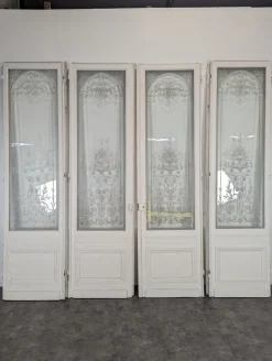 Türen mit graviertem Glas, frühes 20. Jh., 4er Set