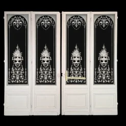 Türen mit graviertem Glas, frühes 20. Jh., 4er Set