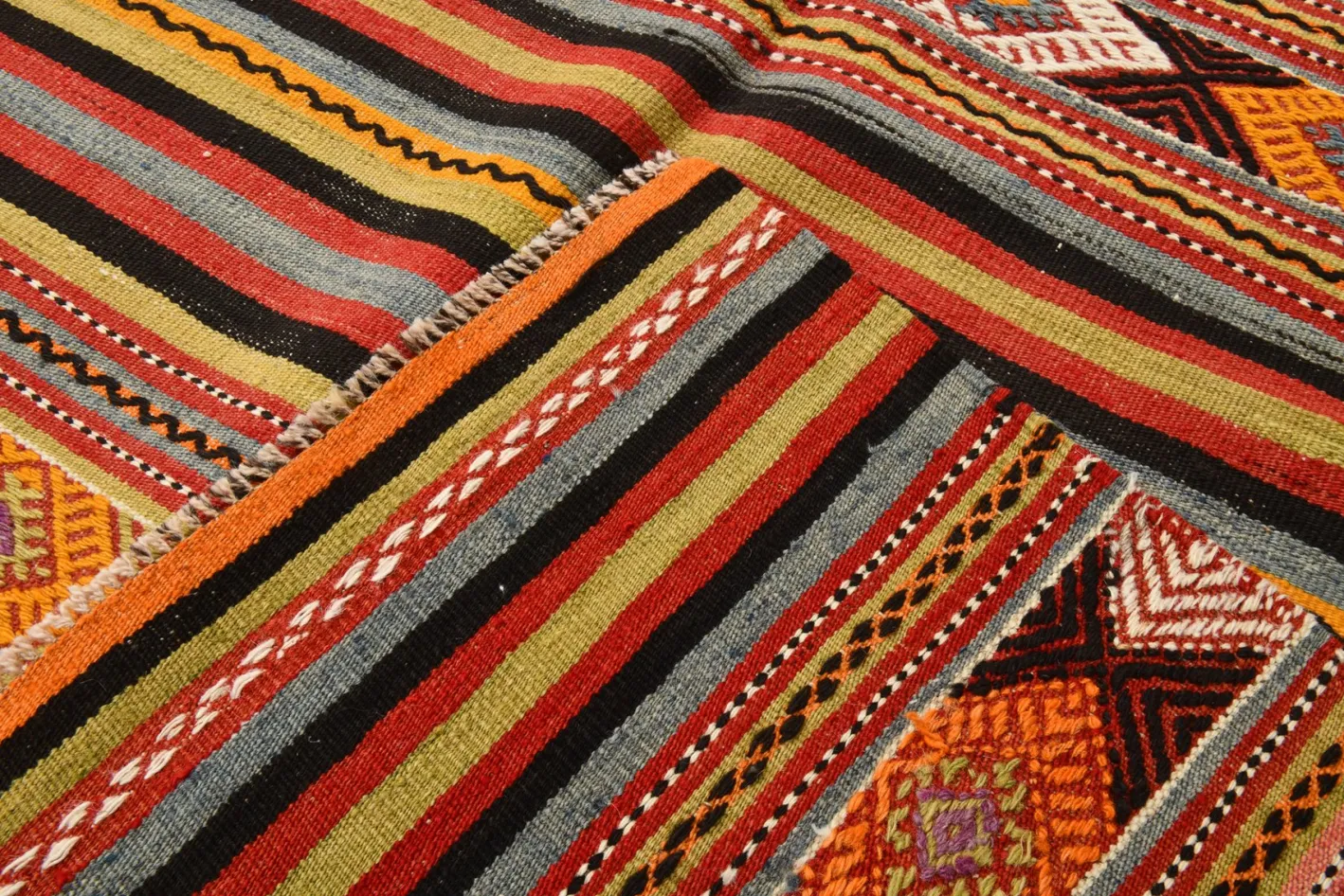 Türkischer Vintage Kelim Teppich aus Wolle