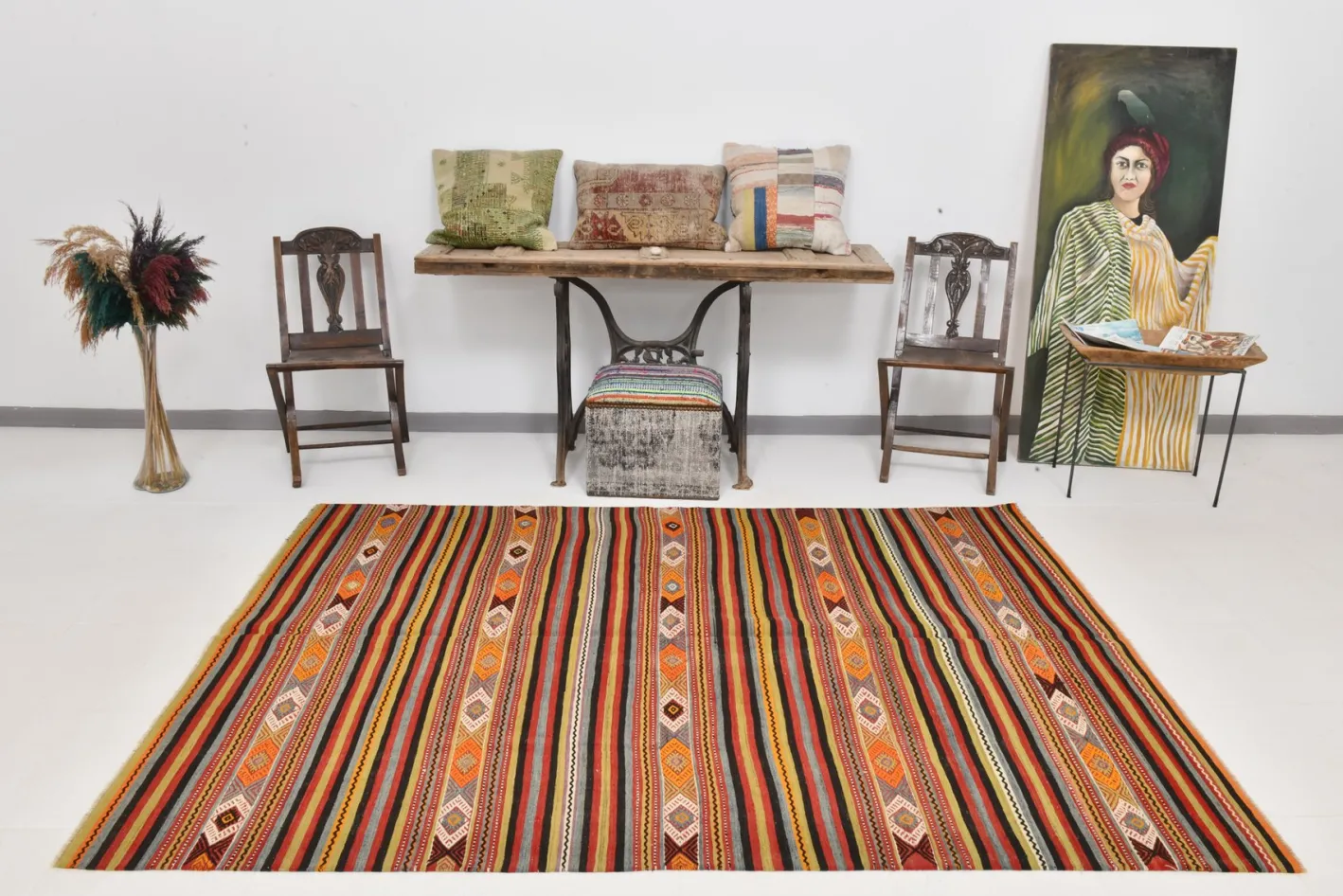 Türkischer Vintage Kelim Teppich aus Wolle