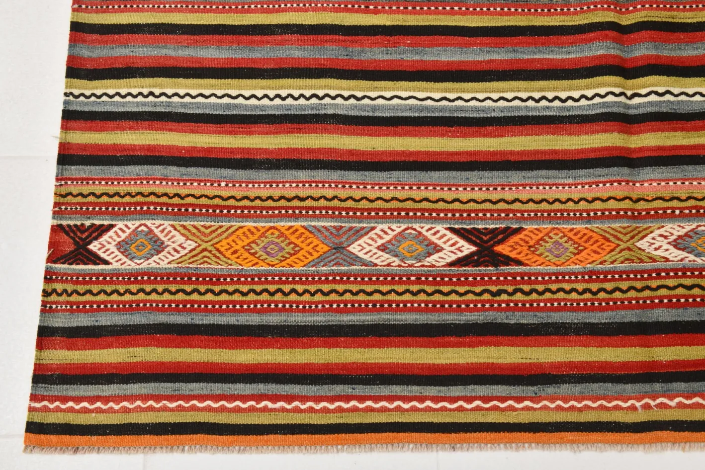Türkischer Vintage Kelim Teppich aus Wolle