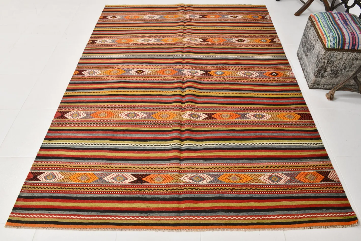 Türkischer Vintage Kelim Teppich aus Wolle
