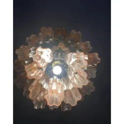 Tronchi Kronleuchter aus rosafarbenem Muranoglas mit 24-karätig vergoldetem Metallgestell von Simoeng für Simoeng, 2er Set