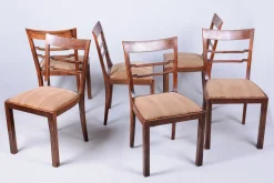 Tschechische Art Deco Stühle aus Nussholz, 1920er, 6er Set