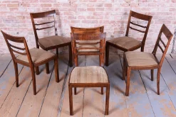Tschechische Art Deco Stühle aus Nussholz, 1920er, 6er Set