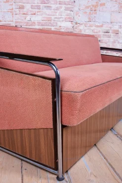 Tschechische Bauhaus Sitzgruppe aus verchromtem Stahlrohr, 1940er, 3er Set