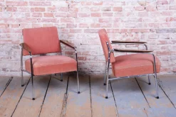 Tschechische Bauhaus Sitzgruppe aus verchromtem Stahlrohr, 1940er, 3er Set