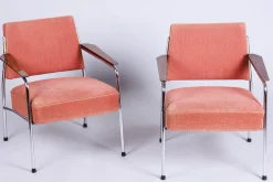 Tschechische Bauhaus Sitzgruppe aus verchromtem Stahlrohr, 1940er, 3er Set