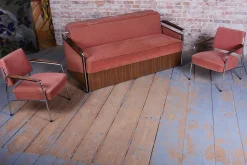 Tschechische Bauhaus Sitzgruppe aus verchromtem Stahlrohr, 1940er, 3er Set