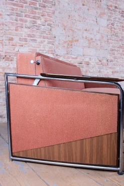 Tschechische Bauhaus Sitzgruppe aus verchromtem Stahlrohr, 1940er, 3er Set