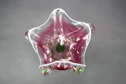 Tschechische Mid-Century Glasschale in Rosa & Grün von Josef Hospodka, 1960er