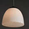 Tschechische Mid-Century Modern Hängelampe aus Chrom und Stahl mit Opalglas, 1960er
