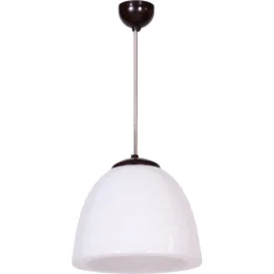 Tschechische Mid-Century Modern Hängelampe aus Chrom und Stahl mit Opalglas, 1960er