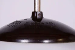 Tschechische Mid-Century Modern Hängelampe aus Chrom und Stahl mit Opalglas, 1960er
