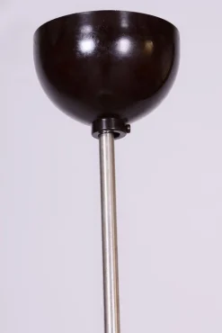 Tschechische Mid-Century Modern Hängelampe aus Chrom und Stahl mit Opalglas, 1960er
