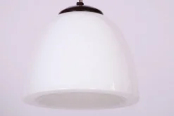 Tschechische Mid-Century Modern Hängelampe aus Chrom und Stahl mit Opalglas, 1960er