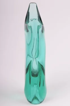 Tschechische Mid-Century Vase aus Dickem Glas, 1950er