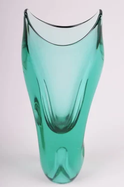 Tschechische Mid-Century Vase aus Dickem Glas, 1950er