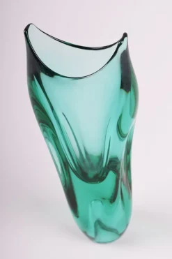 Tschechische Mid-Century Vase aus Dickem Glas, 1950er