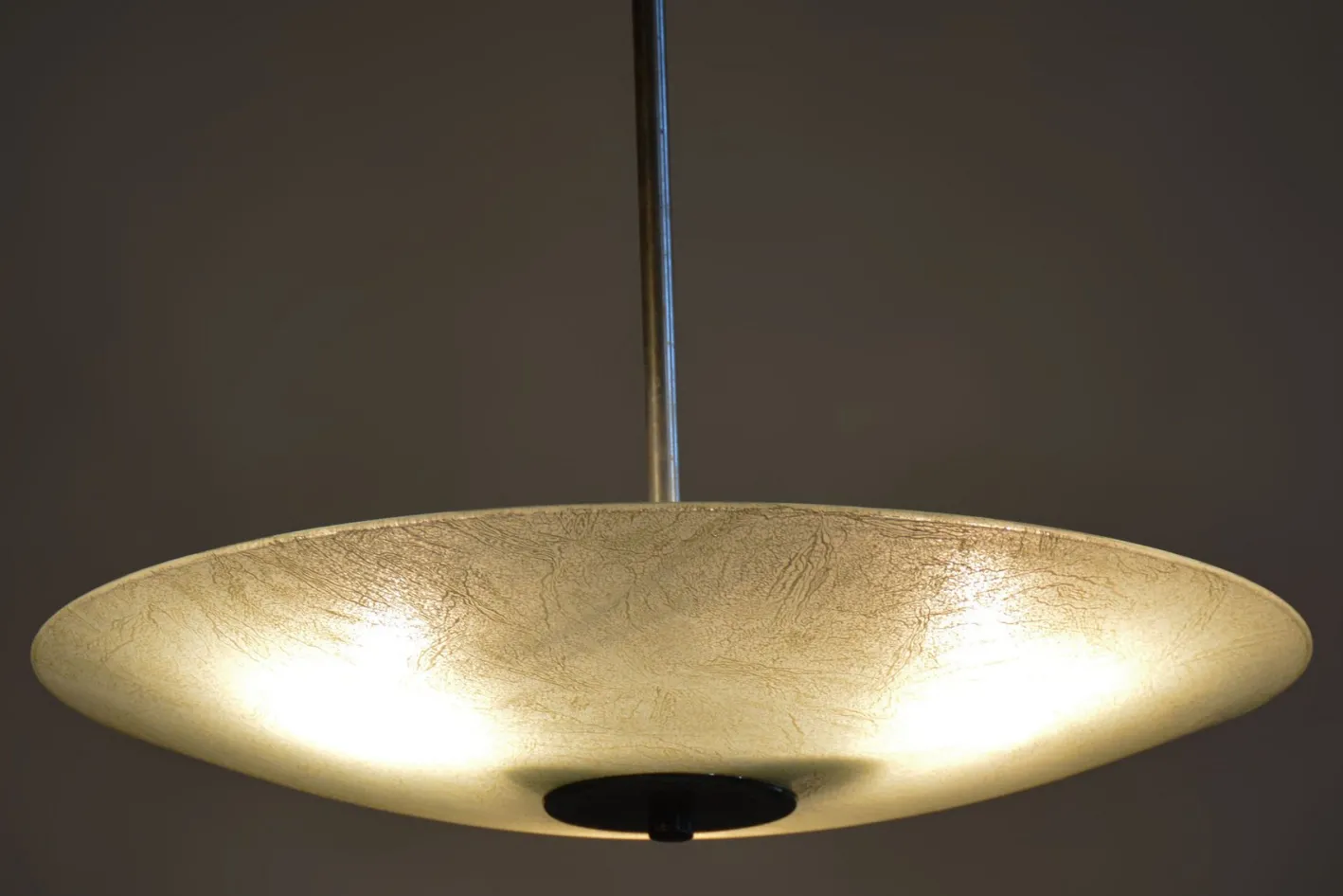 Tschechischer Bauhaus Kronleuchter aus Chrom, Stahl und Milchglas, 1940er