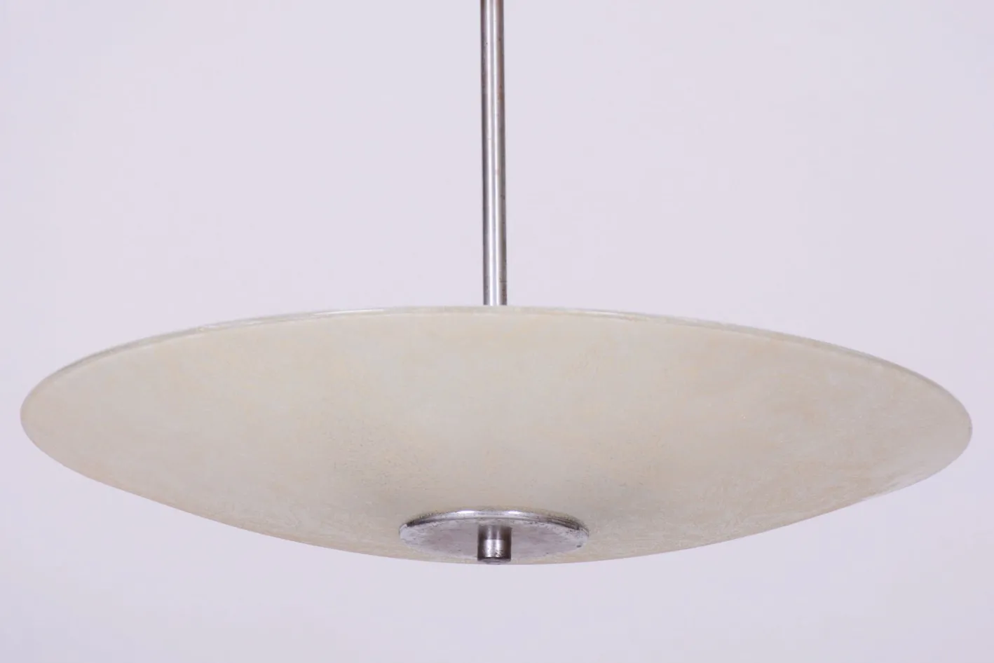 Tschechischer Bauhaus Kronleuchter aus Chrom, Stahl und Milchglas, 1940er
